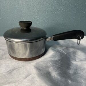 Vintage Revere Ware 1801 Saucepan 1 Qt with Lid Copper Clad Bottom USA